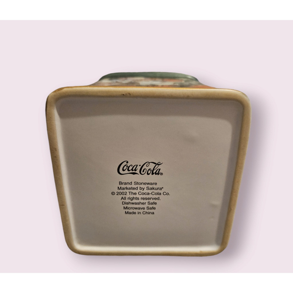 Vintage Coca-Cola Stoneware Christmas Santa Green Ceramic Jar w/lid - Picture 8 of 12